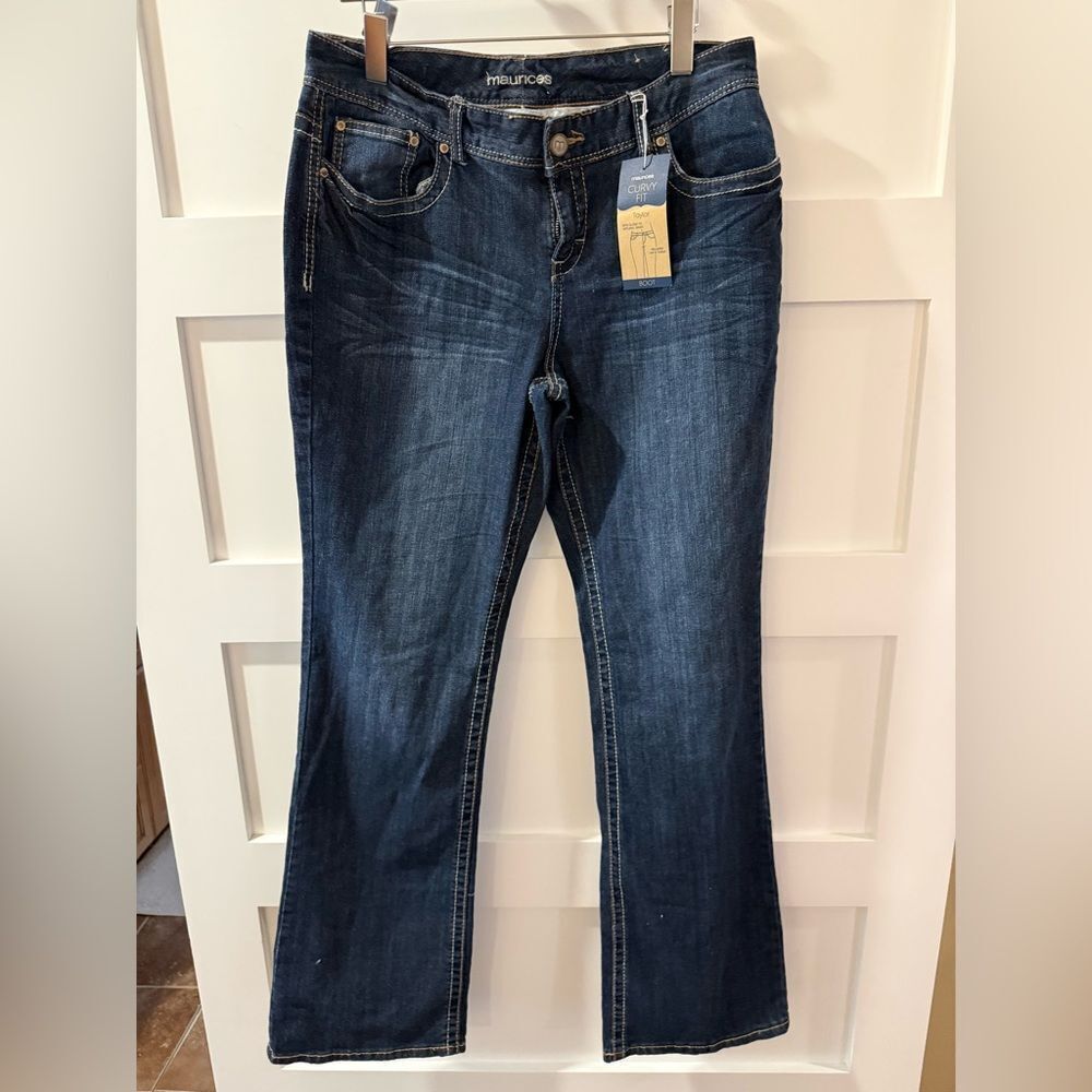New Maurices Curvy Fit Taylor Dark Blue Boot Bootcut Jeans size 13/14 long tall - Picture 2 of 11